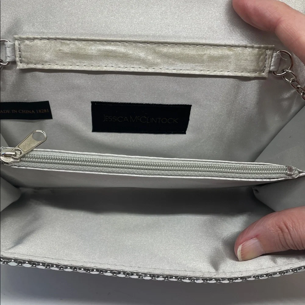 Jessica McClintock Silver Metal Mesh Clutch